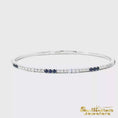 Load and play video in Gallery viewer, 14K White Gold Tennis Bracelet with Square Cut Deep Blue Sapphires
