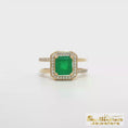 Load and play video in Gallery viewer, 14K Yellow Gold Emerald and Diamond Ring
