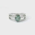 Load and play video in Gallery viewer, 14K White Gold Green Sapphire and Diamond Ring

