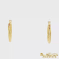 Load and play video in Gallery viewer, 14K Yellow Gold Etched Oval Hoop Earrings
