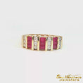 Load and play video in Gallery viewer, 14K Yellow Gold Channel Ruby and Diamond Ring
