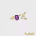Load and play video in Gallery viewer, 14K Yellow Gold Butterfly Candlelighters Amethyst Ring
