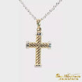 Load and play video in Gallery viewer, 14K Two-Tone Cross Rope Pendant
