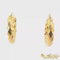 Load and play video in Gallery viewer, 14K Yellow Gold Grooved Hoop Earrings
