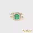 Load and play video in Gallery viewer, 14K Yellow Gold Emerald Halo Ring
