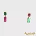 Load and play video in Gallery viewer, 14K Yellow Gold Reverse Bicolor Tourmaline Dangle Earrings
