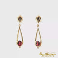 Load and play video in Gallery viewer, 14K Yellow Gold Garnet Dangle Earrings
