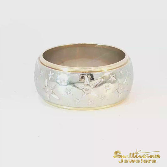 Vintage 14K Two-Tone Star Band
