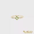 Load and play video in Gallery viewer, 14K Yellow Gold Princess Cut Peridot and Diamond Stackable Ring
