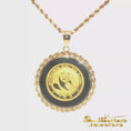 Load and play video in Gallery viewer, 14K Yellow Gold Onyx Panda Coin Pendant
