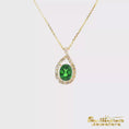 Load and play video in Gallery viewer, 14K Yellow Gold Teardrop Green Tsavorite Pendant
