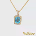 Load and play video in Gallery viewer, 14K Yellow Gold Diamond Blue Topaz Checkered Pendant
