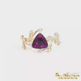 Load and play video in Gallery viewer, 14K Yellow Gold Vine Grape Garnet Ring
