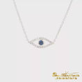 Load and play video in Gallery viewer, 14K White Gold Blue Sapphire Evil Eye
