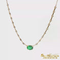 Load and play video in Gallery viewer, 14K Yellow Gold Emerald Diamond Bar Necklace
