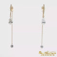 Load and play video in Gallery viewer, 14K Yellow Gold Bar and Chain Drop Earrings
