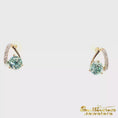 Load and play video in Gallery viewer, 14K Yellow Gold Swirl Blue Zircon Stud Earrings
