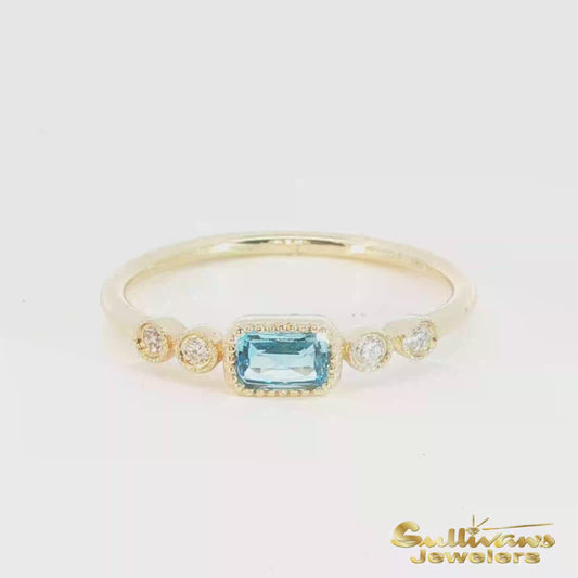 14K Yellow Gold Ring with Blue Topaz