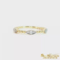 Load and play video in Gallery viewer, 14K Two Tone Gold Marquise Diamond Beaded Ring
