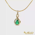 Load and play video in Gallery viewer, 18K Yellow Gold Pear-Shaped Emerald Pendant
