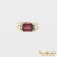 Load and play video in Gallery viewer, 14K Yellow Gold Split Shank Garnet Ring
