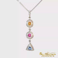 Load and play video in Gallery viewer, 14K White Gold Multi-Colored Sapphire Halo Pendant
