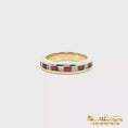 Load and play video in Gallery viewer, 14K Yellow Gold Ruby and Diamond Band
